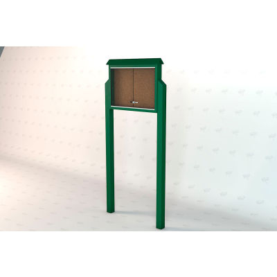 Frog Furnishings Medium Message Center, Recycled Plastic, Two Sides, Two Posts, Green, 36"W x 26"H