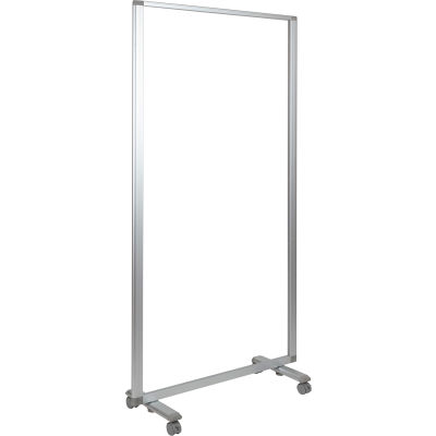 Flash Furniture Transparent Acrylic Mobile Partition with Lockable Casters - 35-1/2"W x 72"H