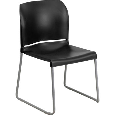Flash Furniture Contoured Plastic Stacking Chair - 880 lb. Capacity - Black - Hercules Series