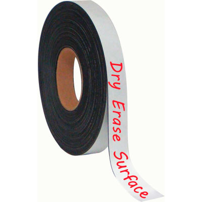 MasterVision Dry-Erase Magnetic Tape Rolls, Write-on wipe-off, White, 1" x 50 ft.