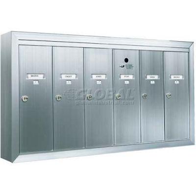 Surface Mount Vertical 1250 Series, 6 Door Mailbox, Anodized Aluminum