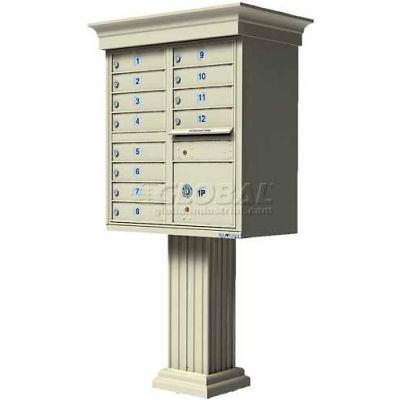 Vital Cluster Box Unit w/Vogue Classic Accessories, 12 Unit & 1 Parcel Locker, Sandstone