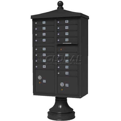 Vital Cluster Box Unit w/Vogue Traditional Accessories, 16 Unit & 2 Parcel Lockers, Dark Bronze