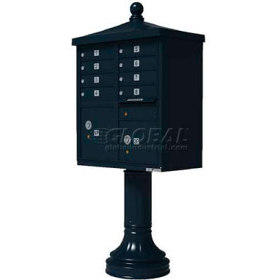 Vital Cluster Box Unit w/Vogue Traditional Accessories, 8 Unit & 2 Parcel Lockers, Black
