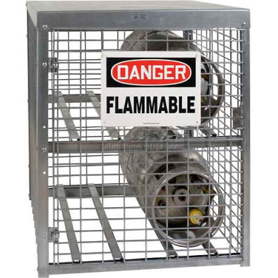 Saf-T-Stor™ Cylinder Cabinet 29"Wx29"Dx40"H Capacity 4 Horizontal Galvanized, Manual Close