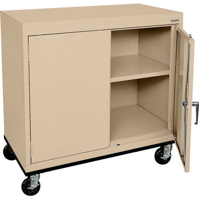 Sandusky Mobile Work Height Storage Cabinet TA11361830 Double Door - 36x18x30, Sand