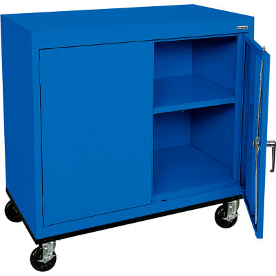 Sandusky Mobile Work Height Storage Cabinet TA11361830 Double Door - 36x18x30, Blue