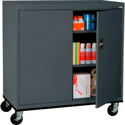 Sandusky Mobile Work Height Storage Cabinet TA2R462442 Double Door - 46x24x48, Charcoal