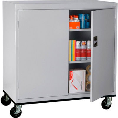 Sandusky Mobile Work Height Storage Cabinet TA2R462442 Double Door - 46x24x48, Gray