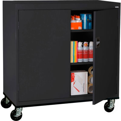 Sandusky Mobile Work Height Storage Cabinet TA2R462442 Double Door - 46x24x48, Black