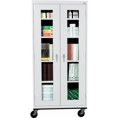 Sandusky Mobile Clear View Storage Cabinet TA4V361872 - 36x18x78, Light Gray