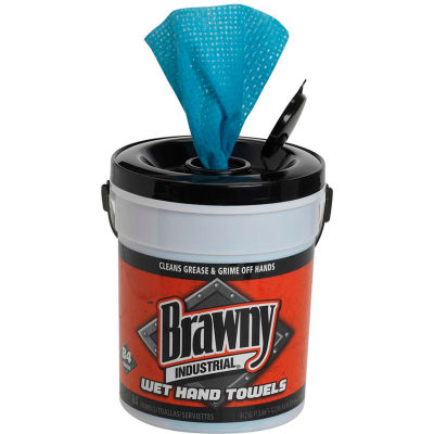 GP Brawny Industrial Blue Wet Hand Towels, 84 Towels/Pail, 6 Pails/Case - 21501