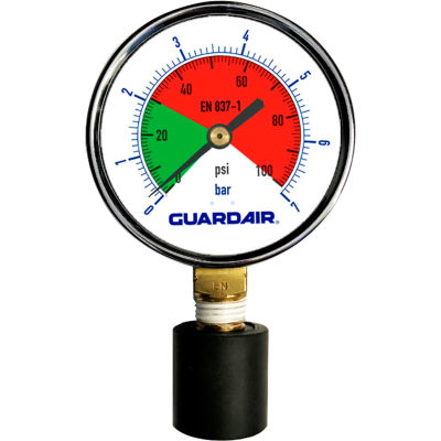 Guardair 100M05A, Pressure Gauge With Rubber Tip 0-60psi