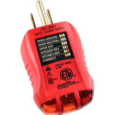 Gardner Bender GFI-3501 GFCI Outlet Tester, 120 Vac