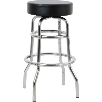 Interion® Heavy Duty Swivel Barstool 29"H - Leather - Black