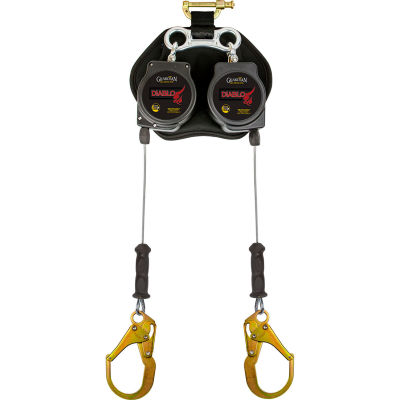 Guardian Diablo 8' Dbl Self Retracting Lifeline, Leading Edge, Galvanized Steel Rebar Hook, 4-1/2"H