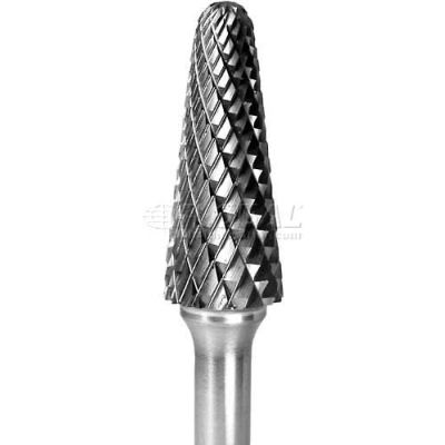 Grobet Radius Nose Cone Carbide Burr 32.729SY, Bear Cut, 1/4" Shank DIA, 2-7/8" OAL