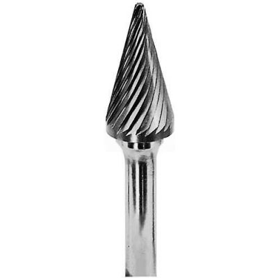 Grobet Pointed Cone Carbide Burr 32.744, Standard Cut, 1/4" Shank DIA, 2" OAL