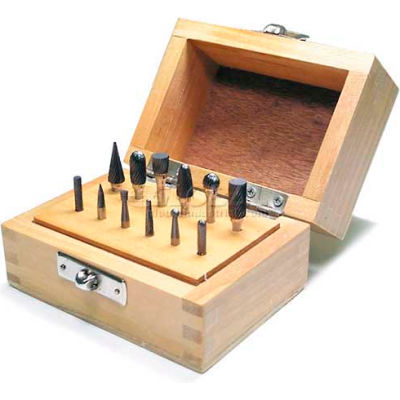 Grobet Carbide Burr Set 32.926, Standard Cut, 1/8" Shank Diameter, 12 Piece Set