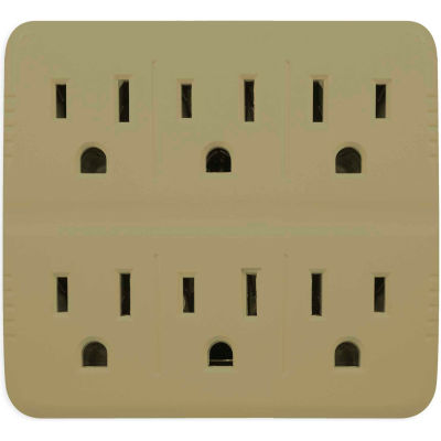 GoGreen Power, GG-16000TT, 6 Outlet Wall Tap - Tan - Pkg Qty 12