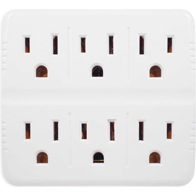 GoGreen Power, GG-16000TW, 6 Outlet Wall Tap - White - Pkg Qty 12