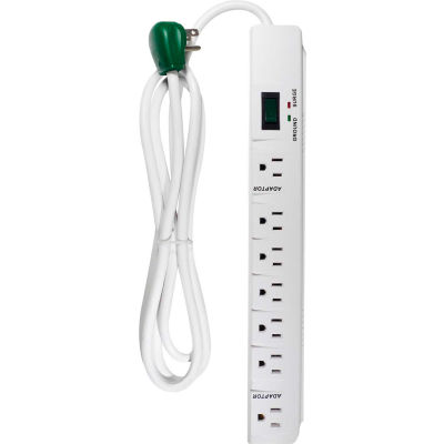 GoGreen Power, GG-17636, 7 Outlet Surge Protector - 6 Ft Cord - White