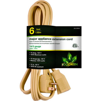 GoGreen Power, GG-25606, 6 Ft Appliance Cord - Beige