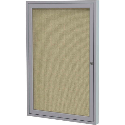 Ghent Bulletin Board - 1 Door - Beige Fabric w/Silver Frame - 24" x 18"