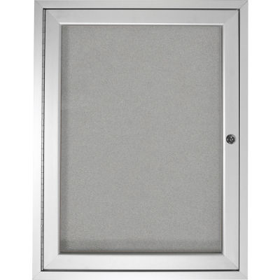 Ghent Enclosed Bulletin Board - Outdoor / Indoor - 1 Door - Vinyl - 24" x 18" - Silver