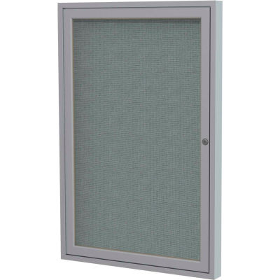Ghent Enclosed Bulletin Board - Indoor - Fabric - Satin Frame - 24"W x 36"H - Gray