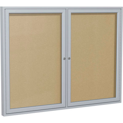 Ghent Enclosed Bulletin Board - Outdoor / Indoor - Vinyl - 36" x 48" H - Caramel
