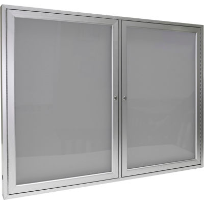 Ghent Enclosed Bulletin Board - Outdoor / Indoor - Vinyl - 36" x 48" H - Silver