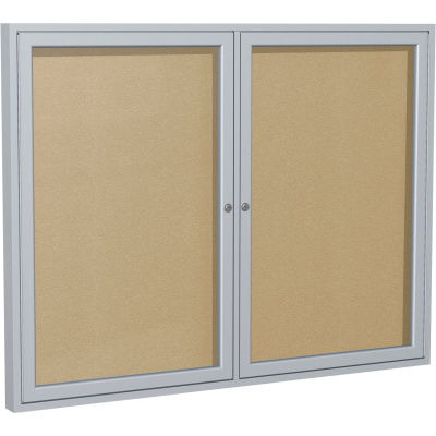 Ghent Enclosed Bulletin Board - Outdoor / Indoor - Vinyl - 36" x 60" H - Caramel