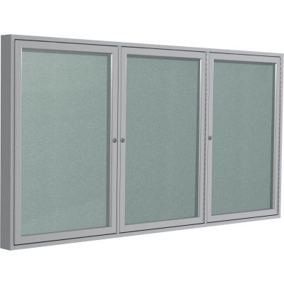 Ghent Enclosed Bulletin Board - Outdoor / Indoor - Vinyl - 36" x 72" H - Silver