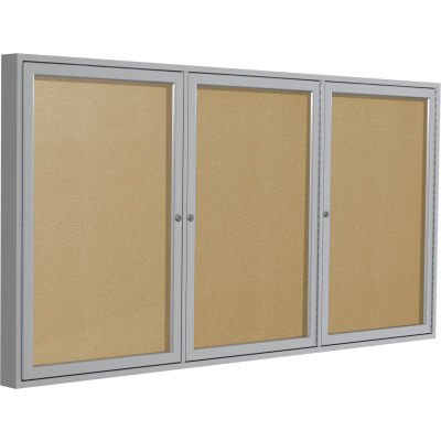 Ghent Enclosed Bulletin Board - Outdoor / Indoor - Vinyl - 48" x 96" H - Caramel