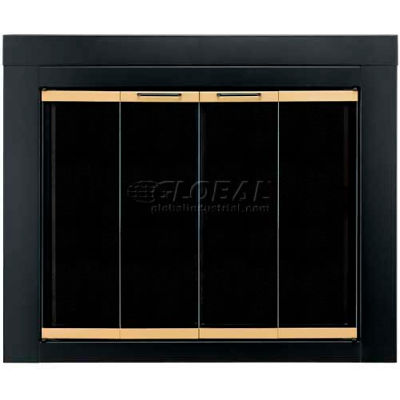 Pleasant Hearth Arrington Fireplace Glass Door Black With Gold Trim AR-1022 43-1/2"L x 33"H