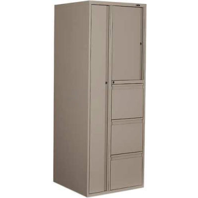 9300P Series Personal Tower, 3 File Drawers On Right, 24"W x 24"D x 65-1/4"H, Ice