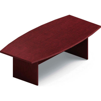 Global™ Boardroom Table - Boat Shaped - Laminate - 96"L x 48"W - Quartered Mahogany