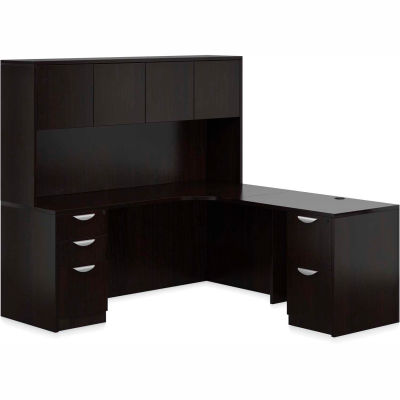 Offices To Go™ L Desk with Hutch - 72" - American Espresso - Bundle #12