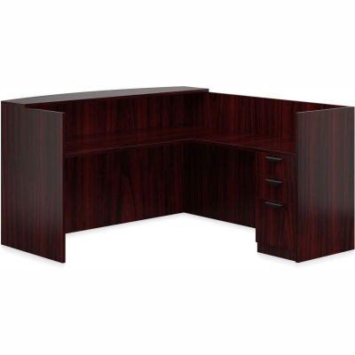 Offices To Go™ L Reception Station - 71" - American Mahogany - Bundle #15