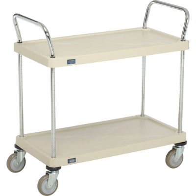 Nexel® Utility Cart With Chrome Posts, 2 Shelf, 36"Lx18"W, Polyurethane Casters, Tan