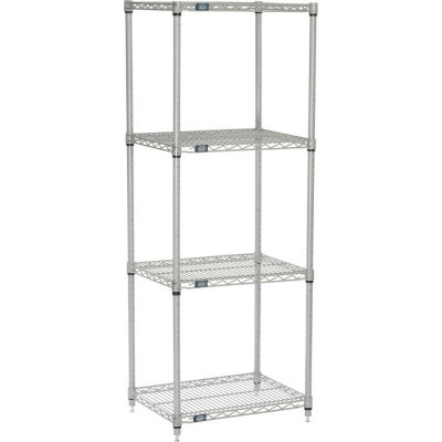 Nexelate® Silver Epoxy Wire Shelving Starter Unit - 5 Tier - 24"W x 24"D x 74"H
