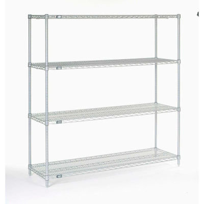 Nexelate® Silver Epoxy Wire Shelving Starter Unit - 5 Tier - 54"W x 24"D x 74"H