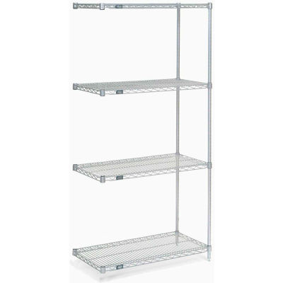 Nexel® Poly-Z-Brite® Wire Shelving Add-On Unit - 5 Tier - 42"W x 18"D x 63"H