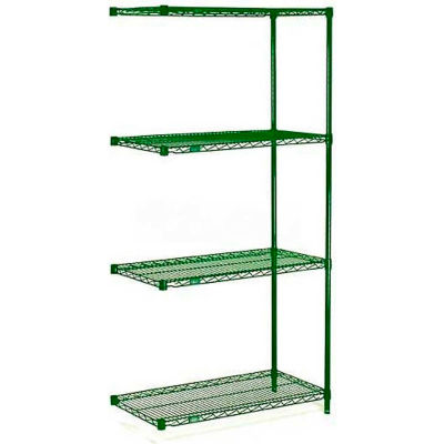 Nexel® Poly-Green® Wire Shelving Add-On Unit - 5 Tier - 60"W x 21"D x 63"H