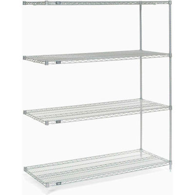 Nexel® Poly-Z-Brite® Wire Shelving Add-On Unit - 5 Tier - 60"W x 21"D x 74"H