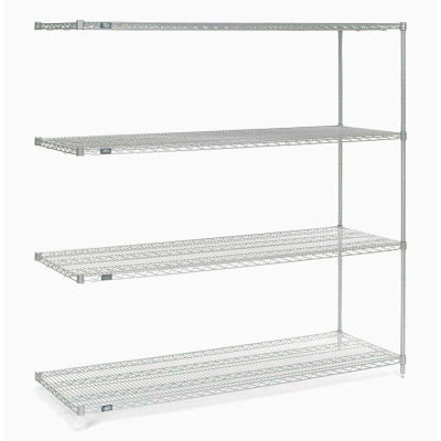 Nexel® Stainless Steel Wire Shelving Add-On Unit - 5 Tier - 60"W x 24"D x 74"H