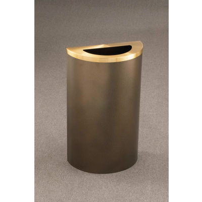 Glaro 14 Gallon Half Round Waste Receptacle, Satin Black/Satin Brass - 1891-BK-BE
