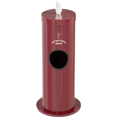 Glaro 2 Gal. Floor Sanitary Wipe Disp.,w/Logo, Burgundy w/One Roll of Antibac. Wipes-F1029-S-BY