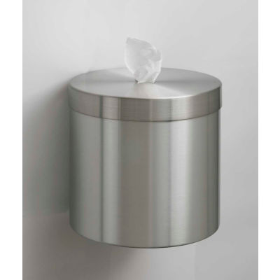 Glaro Wall Mount Sanitary Wipe Disp., Satin Aluminum w/One Roll of Antibac. Wipes-W1015-SA